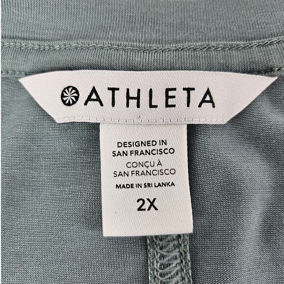 ATHLETA WOMEN'S EMBODY TWIST FRONT TOP  3/4 SLEEVE SAGE – SIZE 2X - STYLE 987314 - Picture 3 of 9